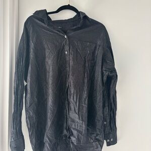 🖤Gap Black Metallic Shimmer Button-Down Shirt – Women’s XL
